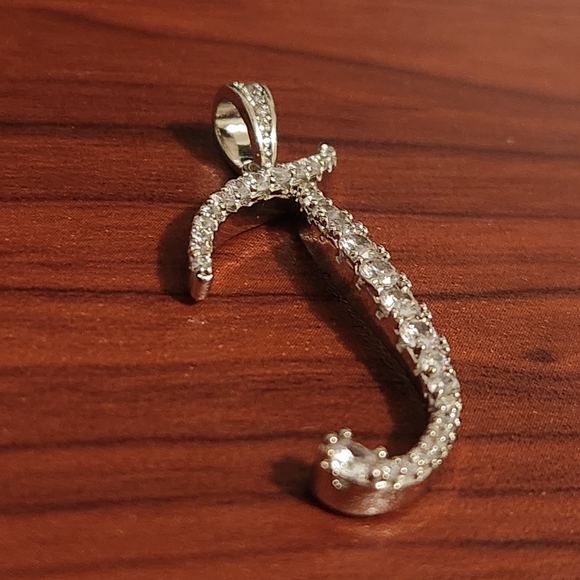 Silver Rhinestone T Pendant - Picture 2 of 8